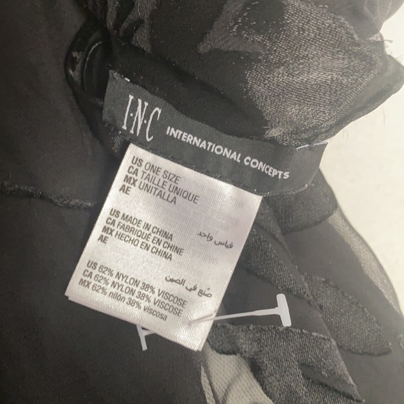 INC International Concepts Contrast Floral Burnout Wrap Black - Picture 4 of 4